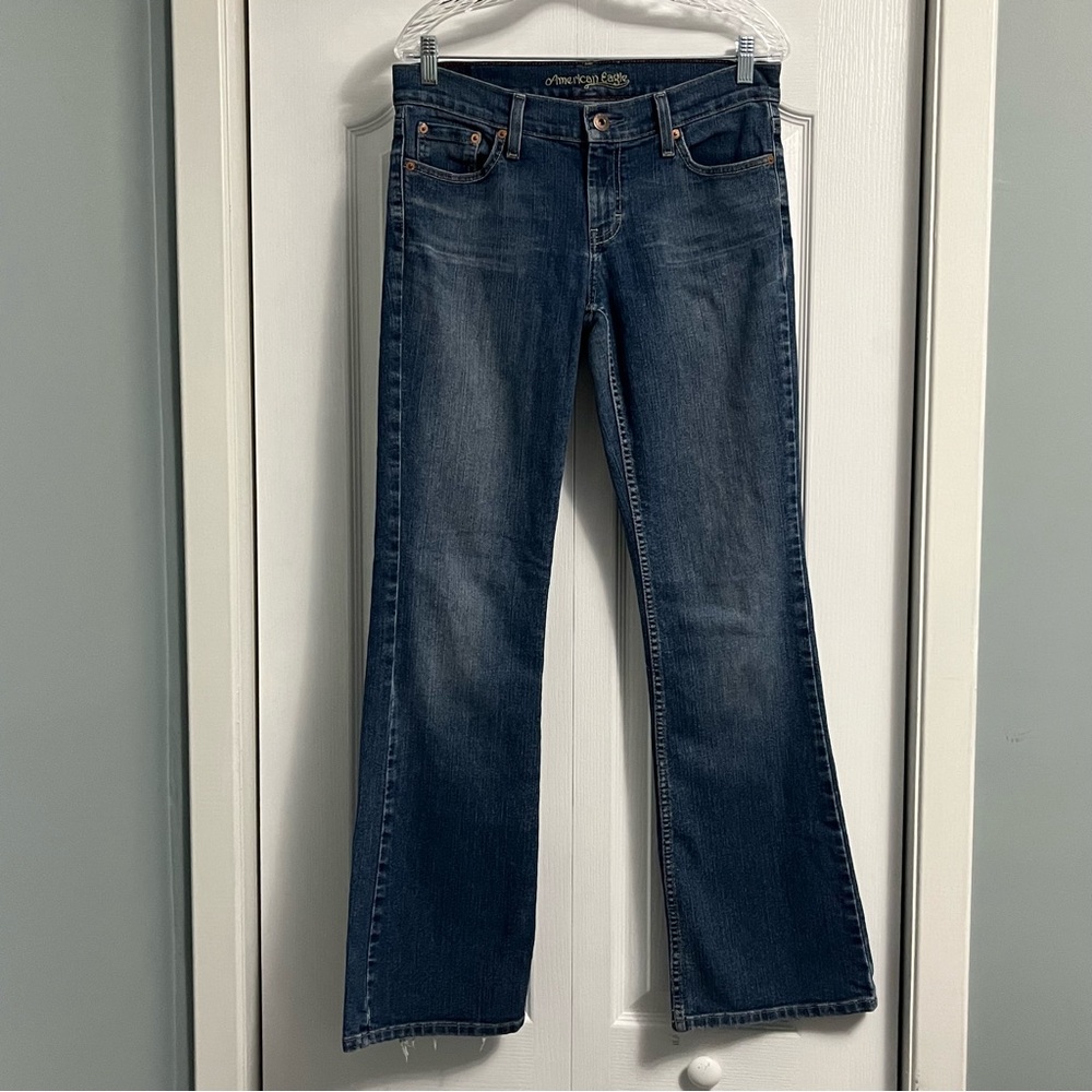 AMERICAN EAGLE Hipster flare stretch denim jeans women’s size 10 long